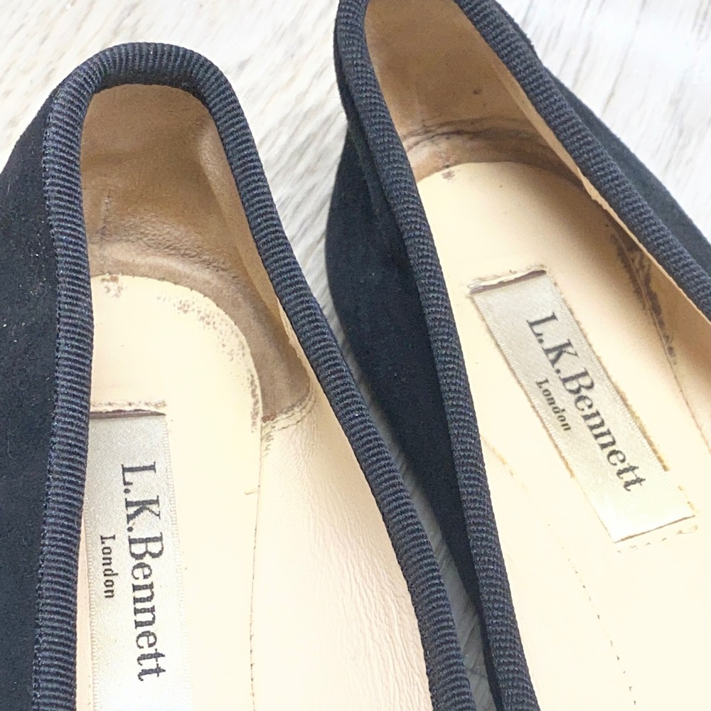 LK Bennett Black Suede Bow Ballet Flats - Picture 11 of 11